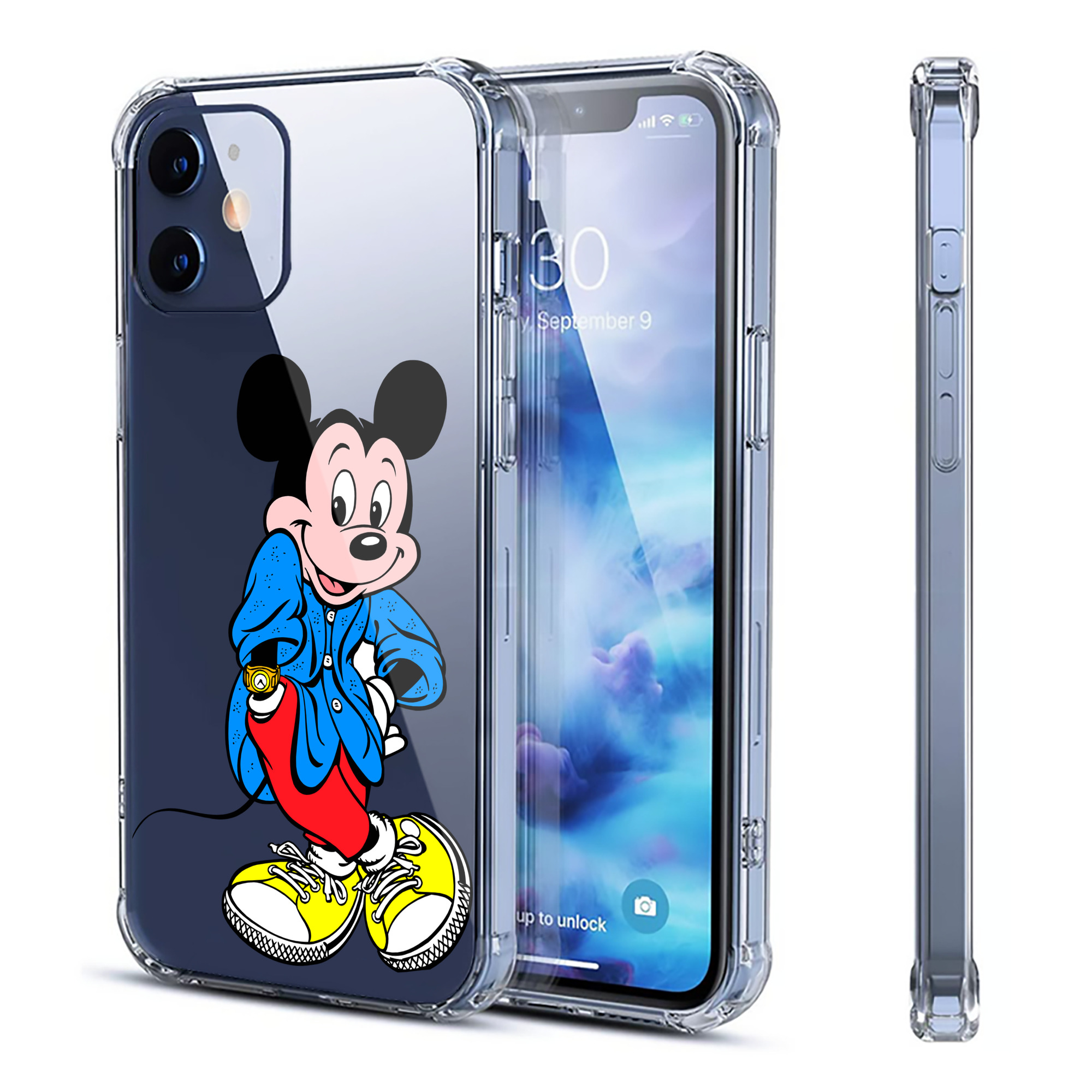 （画像用） ミッキーマウス Mickey Mouse 【iPhone 12シリーズ対応】透明スマホケース（クリアソフトケース）
